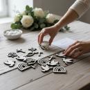 25‑teiliges Holz‑Streudeko‑Set für Taufe, Kommunion, Konfirmation und Firmung.